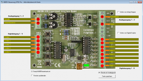 Steuerungssoftware für Velleman K8055 und VM110 – Bild 2